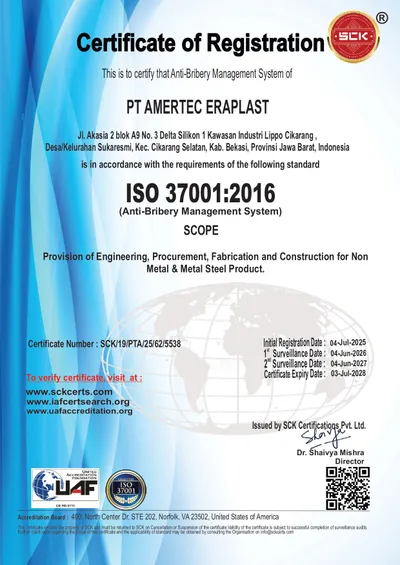 ISO 37001:2016 Certificate — PT Amertec Eraplast