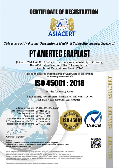 ISO 45001:2018 Certificate — PT Amertec Eraplast